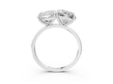 Silver Cushion and Princess Toi Moi Ring with Prong Setting and Plain Band 3