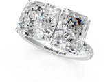 Silver Cushion and Radiant Toi Moi Ring with Prong Setting and Pave Band 1
