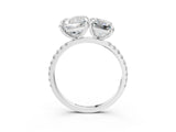 Silver Cushion and Radiant Toi Moi Ring with Prong Setting and Pave Band 3