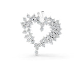 Silver Diamond Cluster Heart Pendant with Round Brilliant Cut Stones and Prong Setting_5