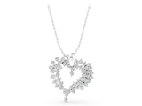 Silver Diamond Cluster Heart Pendant with Round Brilliant Cut Stones and Prong Setting_6
