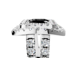 Silver Double Halo Fancy Black Asscher Cut Diamond Split Shank Prong Setting Ring_11