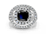 Silver Double Halo Fancy Black Cushion Cut Diamond Split Shank Prong Setting Ring_6