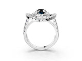 Silver Double Halo Fancy Black Oval Cut Diamond Split Shank Prong Setting Ring_9