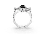 Silver Double Halo Fancy Black Radiant Cut Diamond Split Shank Prong Setting Ring_9