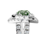 Silver Double Halo Fancy Green Heart Cut Diamond Split Shank Prong Setting Ring_11
