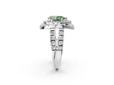 Silver Double Halo Fancy Green Pear Cut Diamond Split Shank Prong Setting Ring_8