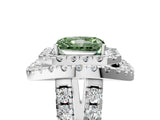Silver Double Halo Fancy Green Radiant Cut Diamond Split Shank Prong Setting Ring_11