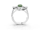 Silver Double Halo Fancy Green Radiant Cut Diamond Split Shank Prong Setting Ring_9