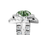 Silver Double Halo Fancy Green Round Cut Diamond Split Shank Prong Setting Ring_11