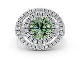 Silver Double Halo Fancy Green Round Cut Diamond Split Shank Prong Setting Ring_6