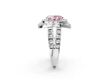 Silver Double Halo Fancy Pink Oval Cut Diamond Split Shank Prong Setting Ring_8