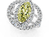 Silver Double Halo Fancy Yellow Marquise Cut Diamond Split Shank Prong Setting Ring_7