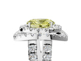 Silver Double Halo Fancy Yellow Oval Cut Diamond Split Shank Prong Setting Ring_11
