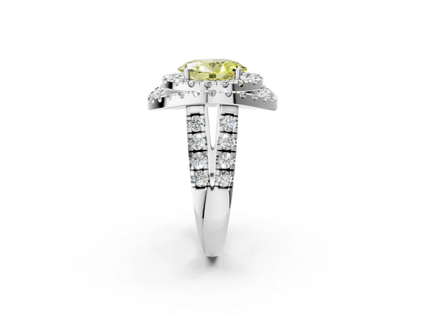 Sterling Silver Oval Halo Engagement Ring Setting for Fancy Yellow Center - Design RJ-762