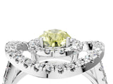 Silver Double Halo Fancy Yellow Pear Cut Diamond Split Shank Prong Setting Ring_10