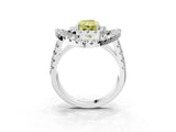 Silver Double Halo Fancy Yellow Radiant Cut Diamond Split Shank Prong Setting Ring_9