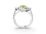 Silver Double Halo Fancy Yellow Round Cut Diamond Split Shank Prong Setting Ring_9