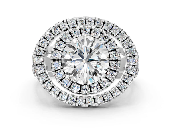 Sterling Silver Round Double Halo Engagement Ring Setting