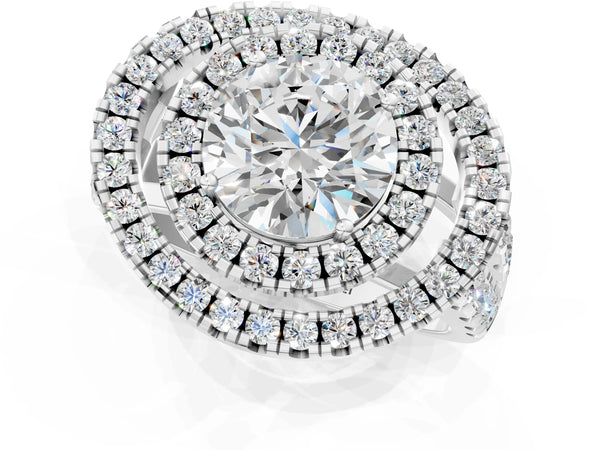 Sterling Silver Round Double Halo Engagement Ring Setting