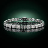 Silver East-West Emerald Cut Diamond Tennis Bracelet with Bezel Setting_5