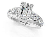 Silver Emerald Brilliant Solitaire with Side Stones on a Pave Band and Four-Prong Setting_15