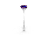 Silver Emerald Cut Amethyst Solitaire Engagement Ring with Cathedral Setting and Four-Prong Mount_2