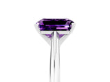 Silver Emerald Cut Amethyst Solitaire Engagement Ring with Cathedral Setting and Four-Prong Mount_5