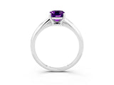Silver Emerald Cut Amethyst Solitaire Engagement Ring with Classic Band and Four-Prong Setting_15