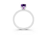 Silver Emerald Cut Amethyst Solitaire Ring with Thin Band and Prong Setting_45