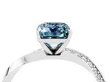 Silver Emerald Cut Aquamarine Engagement Ring with Side Stone Accents and Four-Prong Setting_28