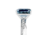 Silver Emerald Cut Aquamarine Engagement Ring with Side Stone Accents and Four-Prong Setting_29