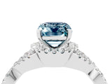 Silver Emerald Cut Aquamarine  Halo Twist Band Solitaire Prong Setting Ring_28