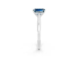 Silver Emerald Cut Aquamarine Solitaire Engagement Ring with Cathedral Setting and Four-Prong Mount_14