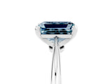 Silver Emerald Cut Aquamarine Solitaire Engagement Ring with Classic Band and Four-Prong Setting_29