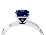 Silver Emerald Cut Blue Sapphire Engagement Ring with Side Stone Accents and Four-Prong Setting_28