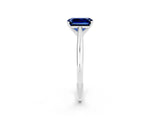 Silver Emerald Cut Blue Sapphire Solitaire Engagement Ring with Cathedral Setting and Four-Prong Mount_14