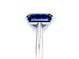 Silver Emerald Cut Blue Sapphire Solitaire Engagement Ring with Cathedral Setting and Four-Prong Mount_17