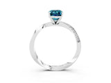 Silver Emerald Cut Blue Topaz Engagement Ring with Side Stone Accents and Four-Prong Setting_15
