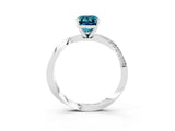 Silver Emerald Cut Blue Topaz Engagement Ring with Side Stone Accents and Four-Prong Setting_39