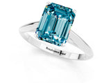 Silver Emerald Cut Blue Topaz Solitaire Engagement Ring with Cathedral Setting and Four-Prong Mount_1