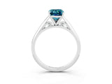 Silver Emerald Cut Blue Topaz Solitaire Engagement Ring with Cathedral Setting and Four-Prong Mount_3