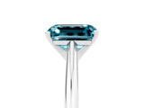 Silver Emerald Cut Blue Topaz Solitaire Engagement Ring with Cathedral Setting and Four-Prong Mount_5