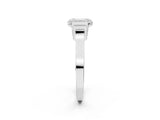 Silver Emerald Cut Brilliant Solitaire Diamond Ring with Channel Set Band and Bar Prong Setting_26