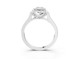 Silver Emerald Cut Brilliant Solitaire Diamond Ring with Channel Set Band and Bar Prong Setting_27