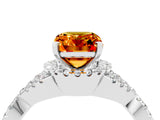Silver Emerald Cut Citrine  Halo Twist Band Solitaire Prong Setting Ring_16