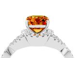 Silver Emerald Cut Citrine  Halo Twist Band Solitaire Prong Setting Ring_22