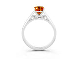 Silver Emerald Cut Citrine Solitaire Engagement Ring with Cathedral Setting and Four-Prong Mount_15