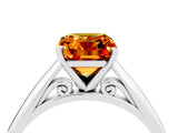 Silver Emerald Cut Citrine Solitaire Engagement Ring with Cathedral Setting and Four-Prong Mount_16