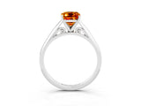 Silver Emerald Cut Citrine Solitaire Engagement Ring with Cathedral Setting and Four-Prong Mount_21